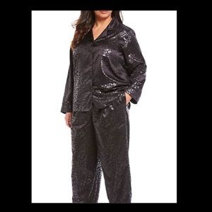🌹SOLD🌹NEW! 3x 22w 24w Plus Size Cabernet Silky Black Pajama PJ Lounge Set